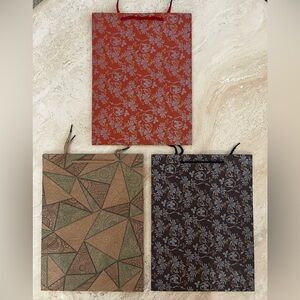 Set of 3 Decorative Patterned Gift Bags - Earthy Tones